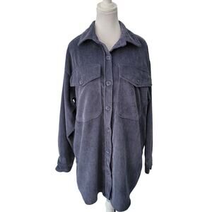 Reserve Fairfax Size XS Oversized Shacket Gray Corduroy Button Up Jacket Layer